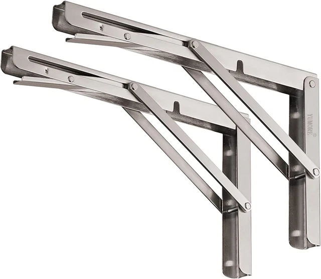 YUMORE Folding Shelf Brackets 12", Max Load: 330Lb Heavy Duty Stainless Steel C