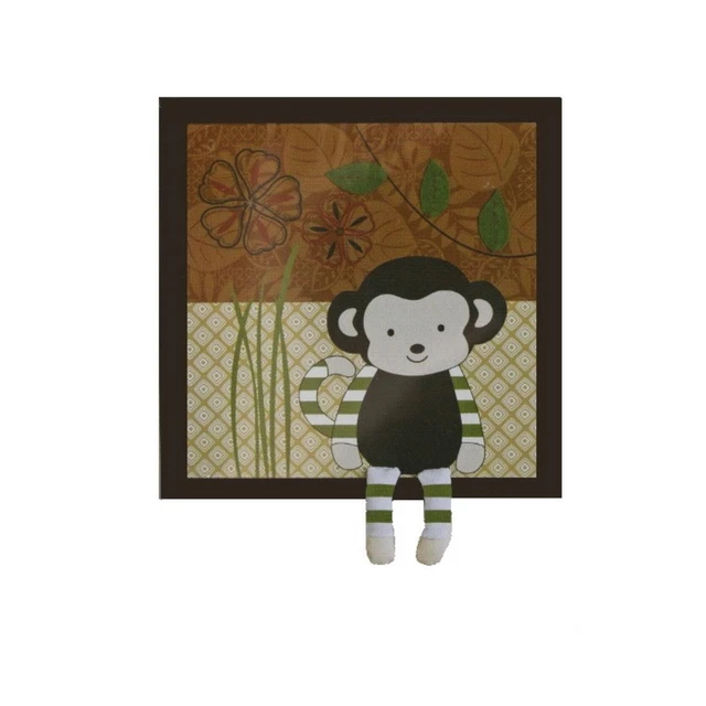 CoCaLo Baby Nali Jungle Brown Applique Baby Boy Monkey Wall Decor  3686