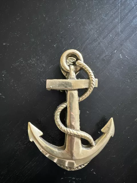 Nautical Brass Ship's Anchor Rope Design Door Knocker Home Decor Heavy Weight