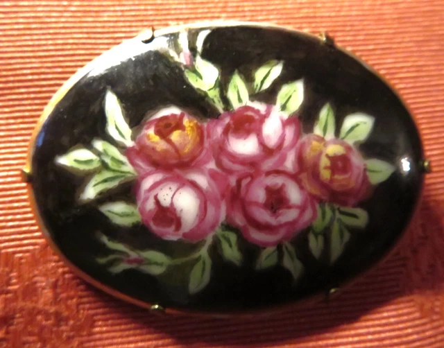 Broche Ancienne Art Déco - Motif '2 Roses' En Bronze - Bijou Vintage En Bon État