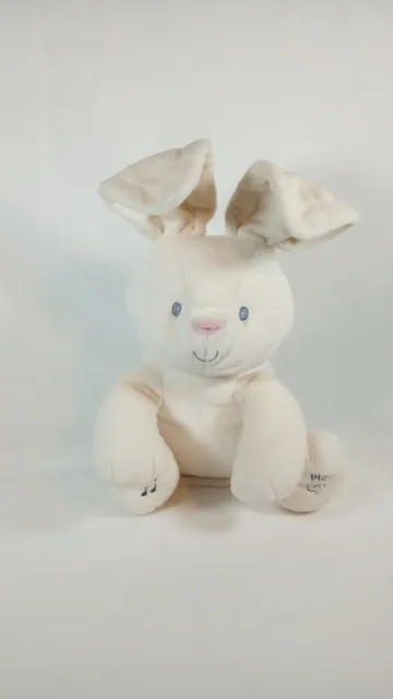 Baby Gund Floral The Singing Musical Cream Bunny Plush Stuffing Animal  9"