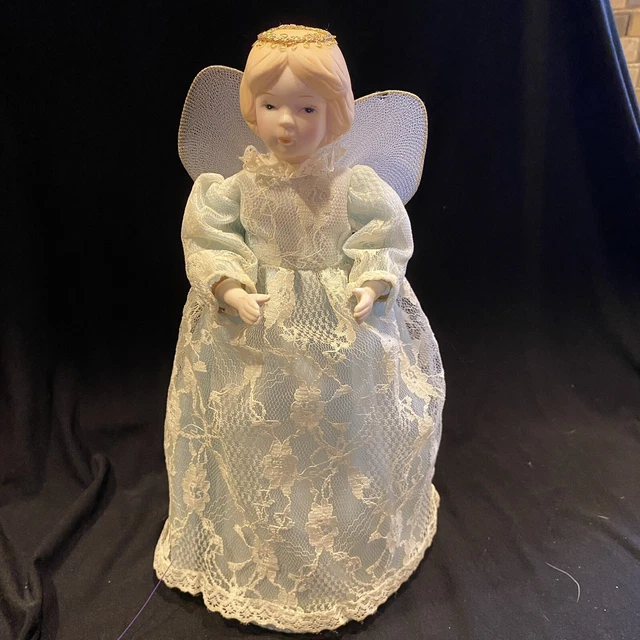 VINTAGE CHRISTMAS SNOW Angel Porcelain Tree Topper Doll Avon Gift