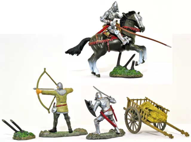 Forces of Valor Knights Attack Set #1 - 3 figs & 3 access 54mm painted soldiers