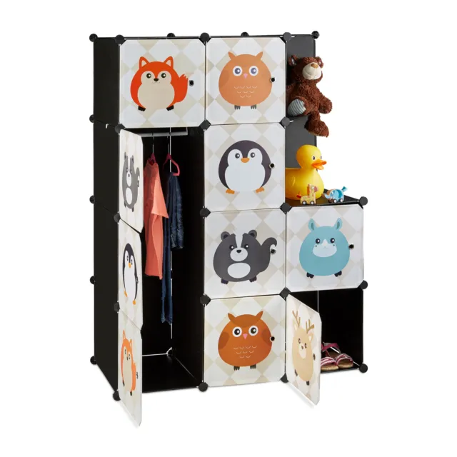 Armario modular infantil Dibujos animales Estantería plástico 10 compartimentos