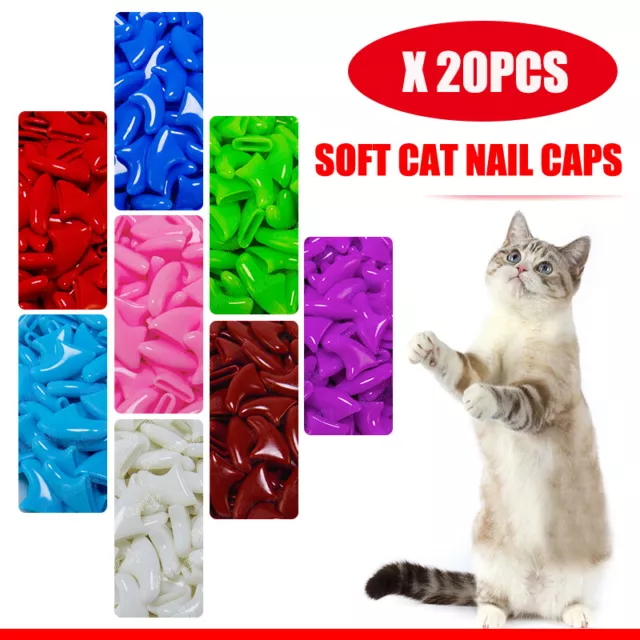 20 Pzas Silicona Gato Suave Uñas Tapa Pata De Pinza Mascota Protector Cubi <