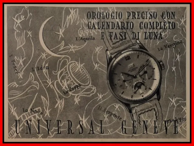 Universal Geneve orologio watch pubblicita vintage advertising ritaglio Clipping