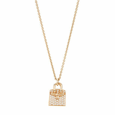 Hermès Birkin Amulette Collection 0.22 CTTW Diamond Necklace in Rose Gold H10961