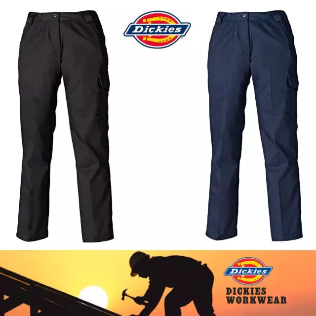 Dickies Redhawk Ladies Work Cargo Trousers Womens Black Pockets WD855 UK18 (BR2)