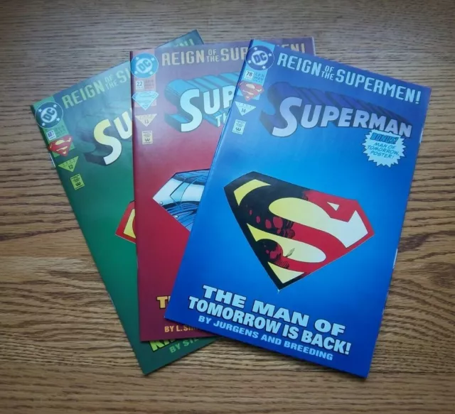 Reign of the Supermen Lot / 3  -  Action 687 Superman 78 Man of Steel 22 DC 1993