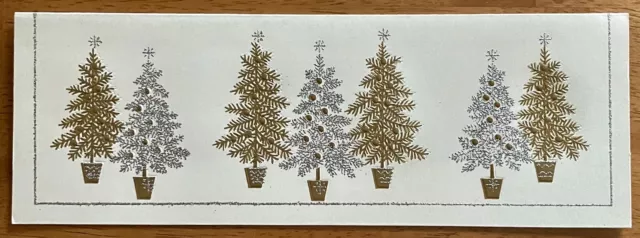 Unused Christmas Trees Silver Gold Sparkling Vintage Greeting Card 1960s 1970s