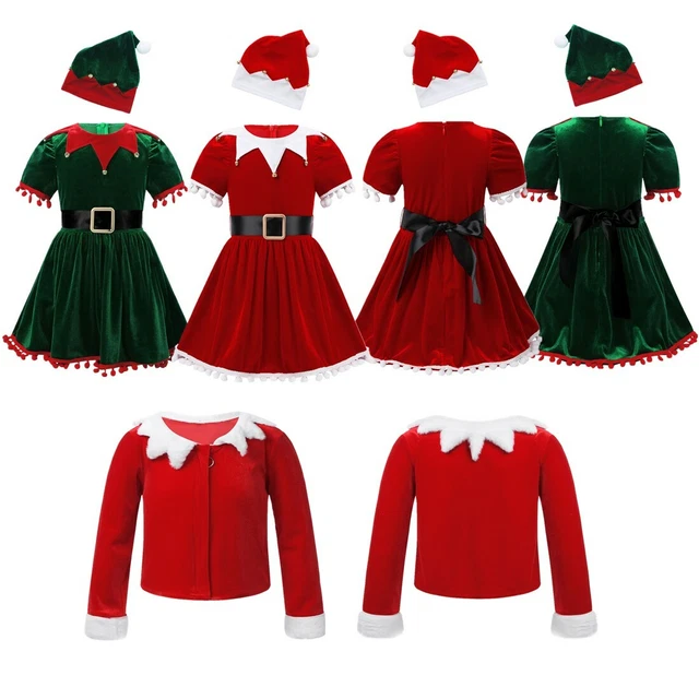 Costumi natalizi bambine Babbo Natale abito elegante bambini abiti da festa