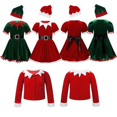 Toddler Kids Girls Christmas Santa Costumes Xmas Cosplay Outfit Fancy Dress Set