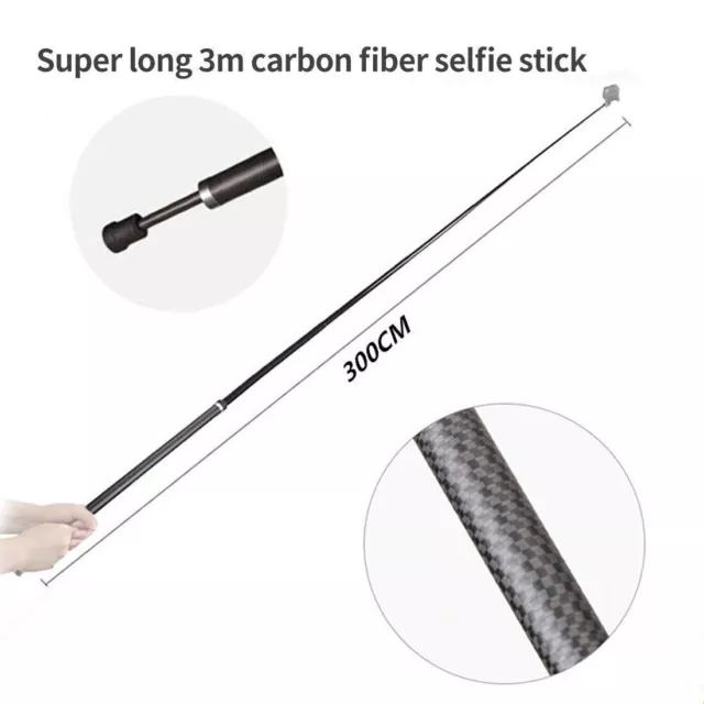 Carbon Fiber 3m Selfie Stick Extension for Insta360 ONE R Telescopic Tripod Pole