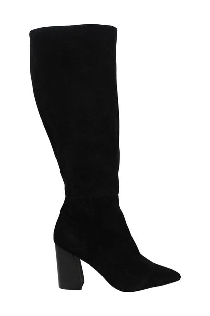 Steve Madden Womens SERVE Suede Pointed Toe Knee High Boots, Black, Size 10.0