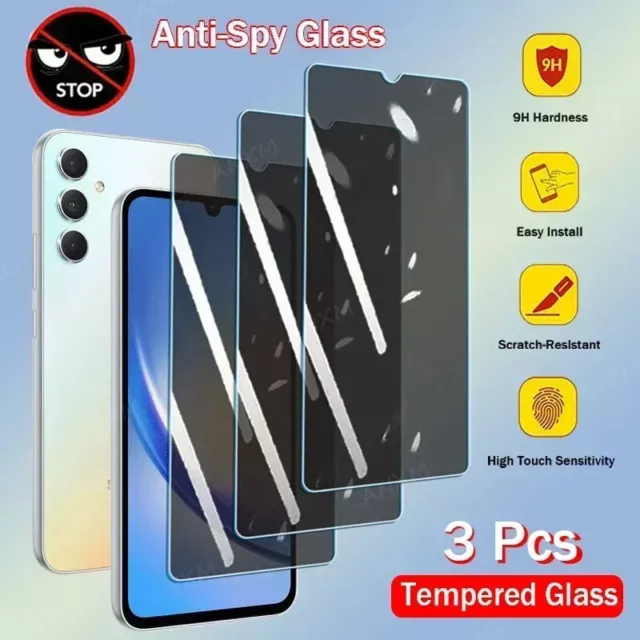 Protector De Pantalla Privacidad Vidrio Templado Samsung A32 A24 A05 A04 3 piezas