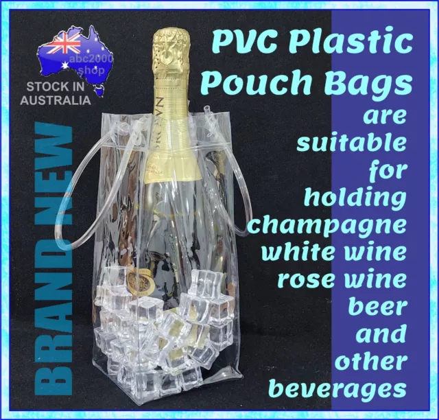 2+ Wine Champagne Bottle Cold Beer PVC Plastic Ice Cooler Pouch Gift Bucket Bags