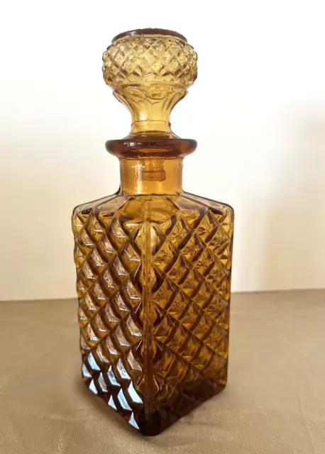 Antica Bottiglia Decanter da Whisky in vetro Ambra - cm 25,5