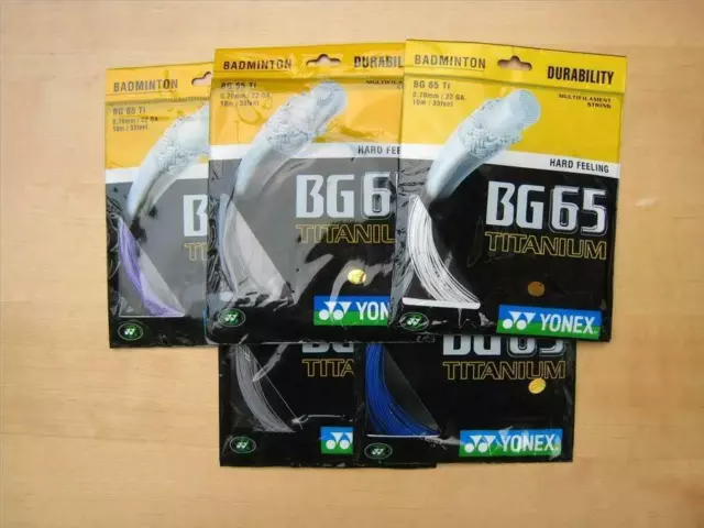 5 X YONEX BG65Ti BG65 BADMINTON RACKET/RACQUET STRINGS 2