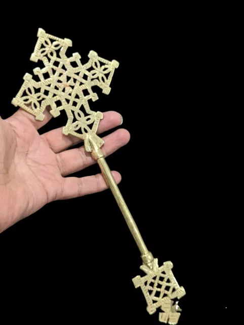 Ethiopian Orthodox Coptic Christian Golden Handheld Blessing Cross Home Decor