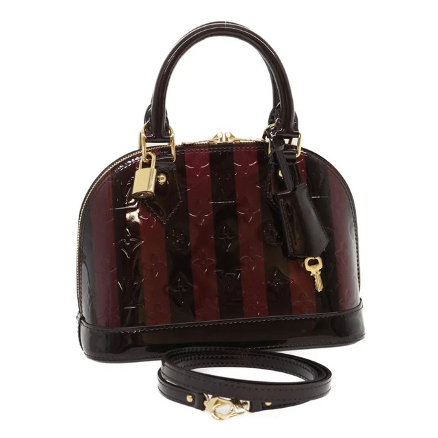 LOUIS VUITTON Vernis Rayure Alma BB HandBag Amarante M91700 Auth jk1703A LOUIS VUITTON Vernis Rayure Alma BB HandBag Amarante M91700 Auth jk1703A