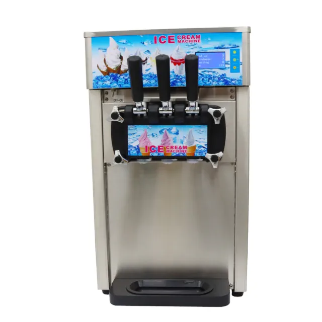 Commercial 110V Soft Serve Ice Cream Machine Countertop 3Flavor Ice Cream Maker