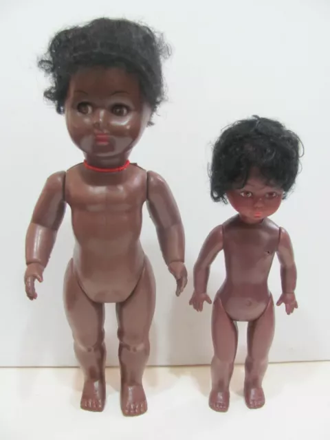 Vintage Plastic Dark Dolls Made in Hong Kong Lot of 2