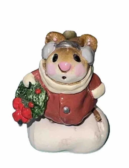 Wee Forest Folk Holly Mouse Red Coat - Retired in 1982  Christmas WFF Fun