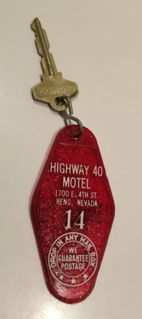 Highway 40 Motel  Original Key FOB No.14 Las Vegas Nevada Harrah's Reno Nice