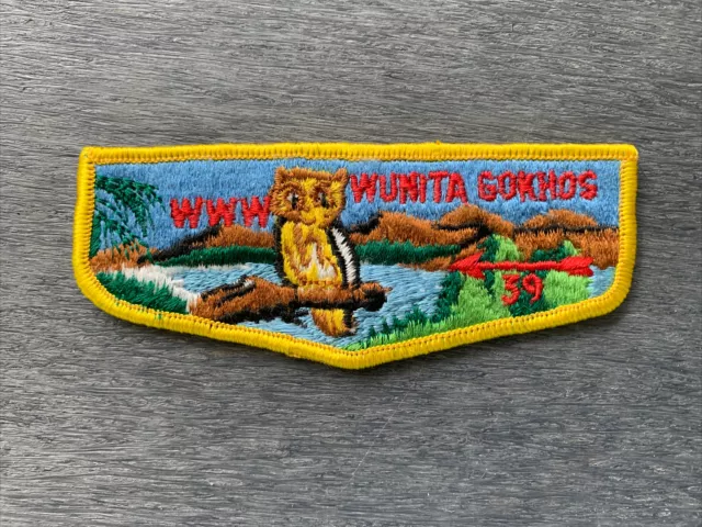 Vintage BSA WUNITA GOKNOS Lodge 39 Order of the Arrow Patch w/ Owl - Boy Scouts