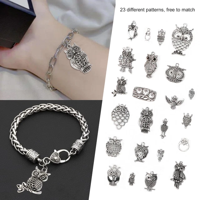 23pcs Owls Pendants DIY Bronze OwlShaped Jewelry Making Accessories For Bracelet