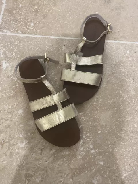 Sandales Plates Cosmo Tout Cuir Doré Pointure 37