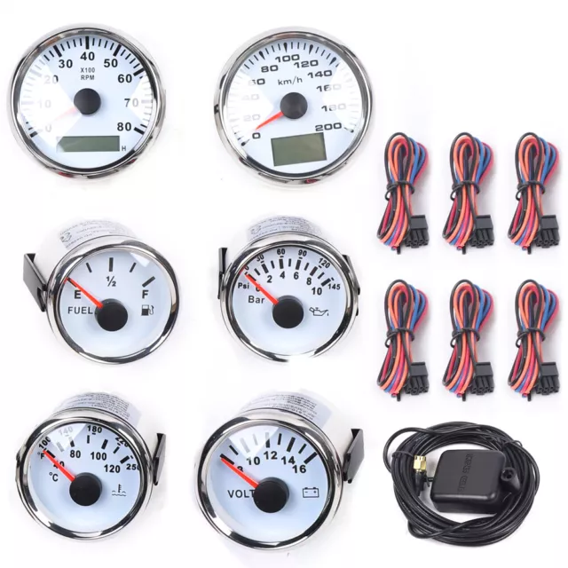 6 Gauge Set Universal GPS Speedometer Waterproof For Truck Car Marine Boat Yach