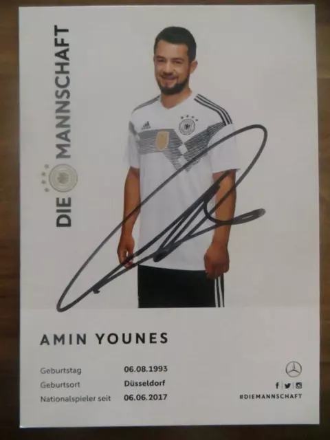 Handsignierte AK Autogrammkarte *AMIN YOUNES* Deutschland DFB WM 2018 Amsterdam