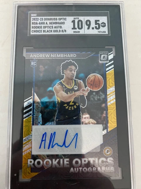 2022-23 DONRUSS OPTIC Andrew Nembhard Rookie Optics Auto. Choice Gold 8 ...
