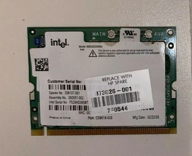 Carte WiFi Pour HP COMPAQ 6510b - Occasion, Fonctionnelle, Marque HP