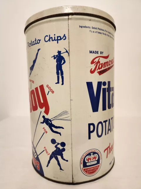 VINTAGE Vita-Boy 1LB. Potato Chip Advertising Tin - Detroit, Michigan 3