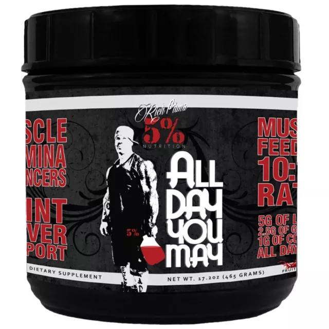 Rich Piana 5% Nutrition All Day You May BCAA Intra Workout Amino Acids 465g