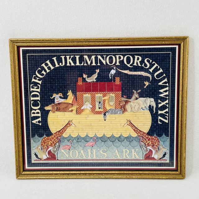 Vintage Ellen Stouffer Noah Ark Christian Christmas Picture Frame Photo Nursery