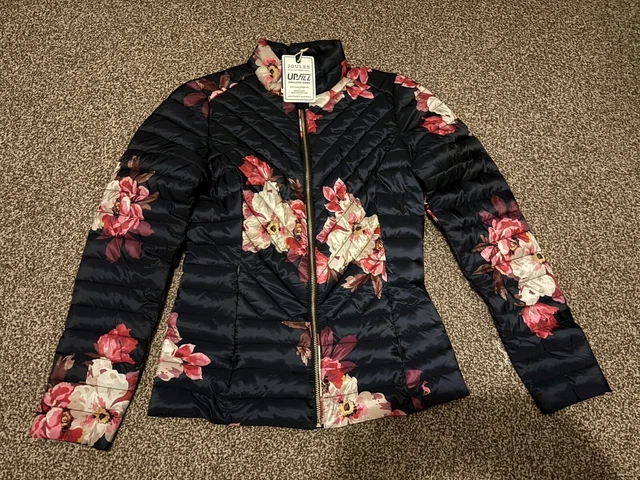 LADIES JOULES ELODIE Quilted Jacket Size UK 12 Blue Chevron Puffer Coat 29.99 PicClick UK