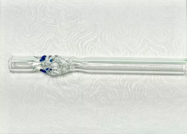 5 inch Tobacco Premium Clear Glass Smoking Pipe Collectible Straight Blue Devil