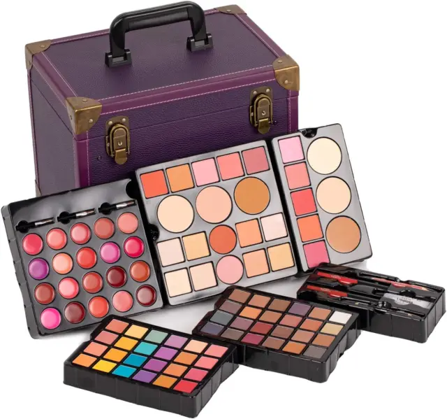 Portable Professional Mixed Beauty Makeup Kits Cosmetic Case Set Matte Shimmer E