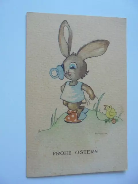 Künstler,AK Frohe Ostern ver.Hase,Schnuller,Spielzeugentchen usw. nicht gel.