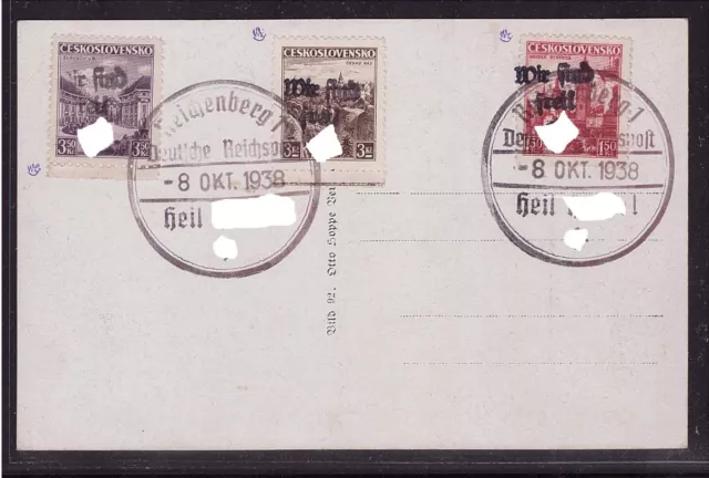 Besetzung II WK Sudetenland Reichenberg 26, 29, 30 gestempelt Postkarte (21143)