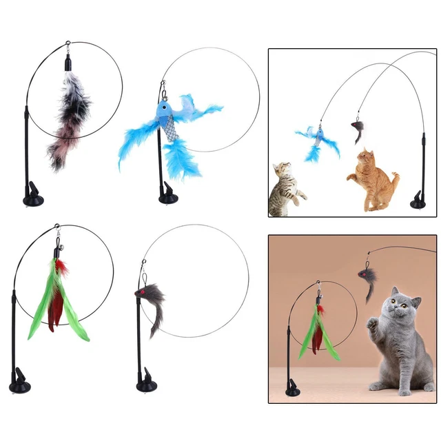 Jouets interactifs de bâton de chat jouet de plume d'animal familier de tige de