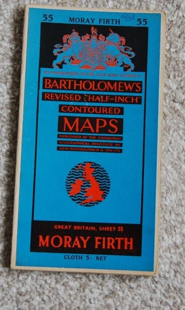 BARTHOLOMEW`S CONTOURED CLOTH Map MORAY FIRTH Half Inch to the mile ...