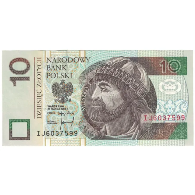 [#194013] Banknote, Poland, 10 Zlotych, 1994, 1994-03-25, KM:173a, AU
