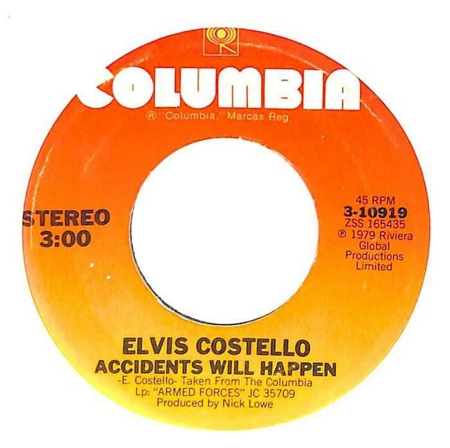Elvis Costello Accidents Will Happen US 7" Vinyl 1979 3-10919 Columbia 45 VG+