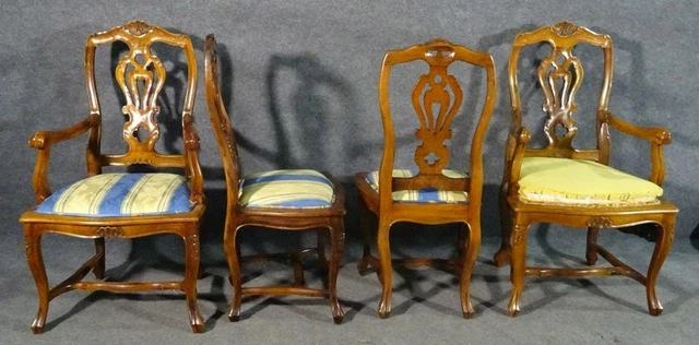 Set of 8 French Louis XV Carved Walnut Twist Back Dining Chairs, C1960s 2