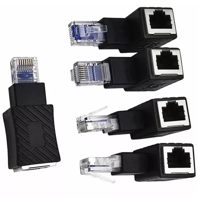 1x 90 Degree Angled RJ45 Ethernet LAN Male to Female Cat5 Cat5e Extender Adapter