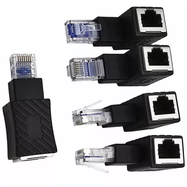 Angled RJ45 Male to Female Network Lan Ethernet CAT5 Extension Adapter Connector